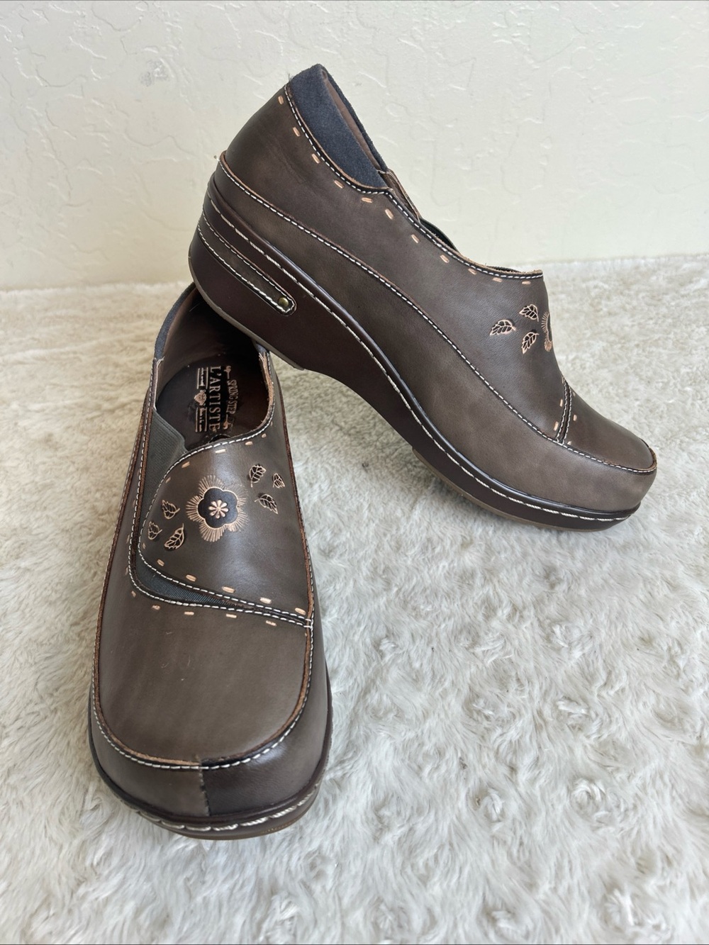 SPRING STEP L'Artiste Burbank Brown Slip On Leather Clogs Women’s EU 42 US 11